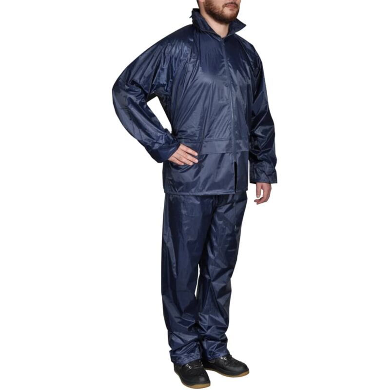 Combinaison de pluie avec capuche 2 pcs Hommes Bleu marine xl Vidaxl