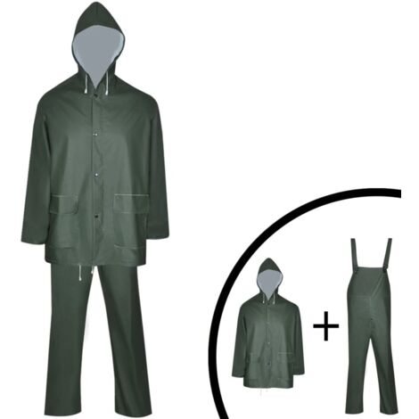 Combinaison de pluie imperméable 2 pcs avec capuche vert XL vidaXL