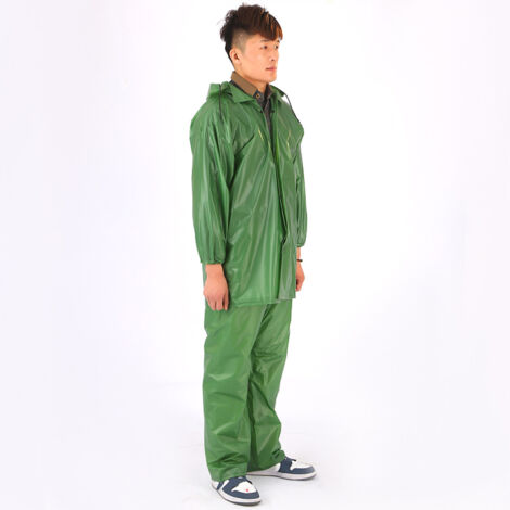 Combinaison de Pluie Séparable Imperméable avec Boutons et Poignets Serrés, Taille Unique Vert 1J