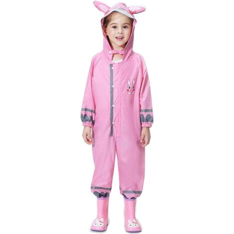 Combinaison de pluie unisexe imperméable pour enfants de 2 à 8 ans, veste de pluie réfléchissante avec revêtement 100 % imperméable