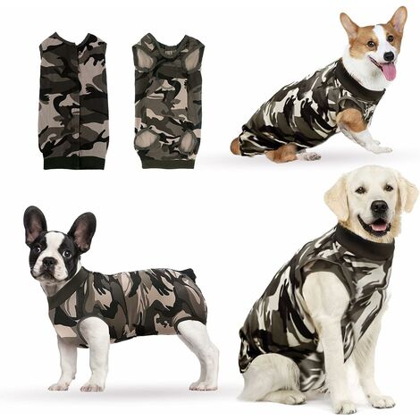 Combinaison de récupération chirurgicale pour chien - Gilet anti-léchage pour vêtements chirurgicaux pour chiots - pour plaies abdominales, mâles et femelles