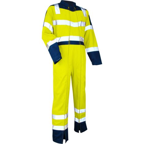 Combinaison de travail bicolore HV SURVEILLANCE - MARINE/JAUNE FLUO M - 3