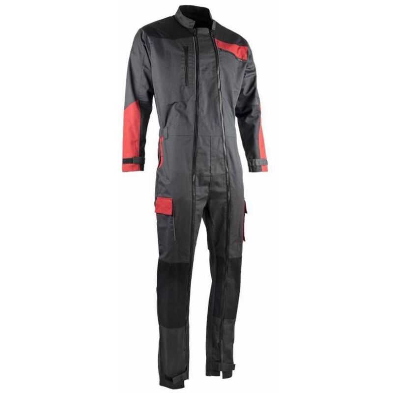 LMA - Combinaison de travail double zip tricolore sesame Gris / Rouge m