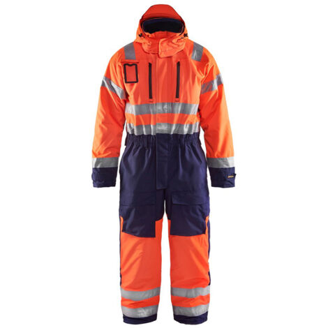 Combinaison de travail hiver manches longues haute visibilité 6763 - Orange fluo/Marine 40