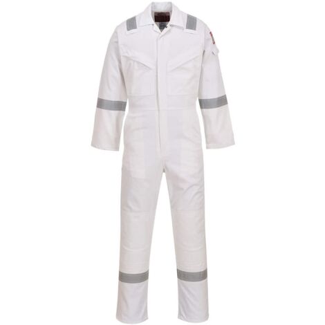 Combinaison Flamme Résistant et Antistatique 350g couleur : Blanc taille S - PORTWEST