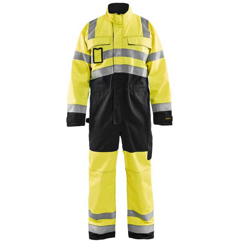 Combinaison de travail manches longues haute visibilité 6373 - Jaune fluo/Noir 44