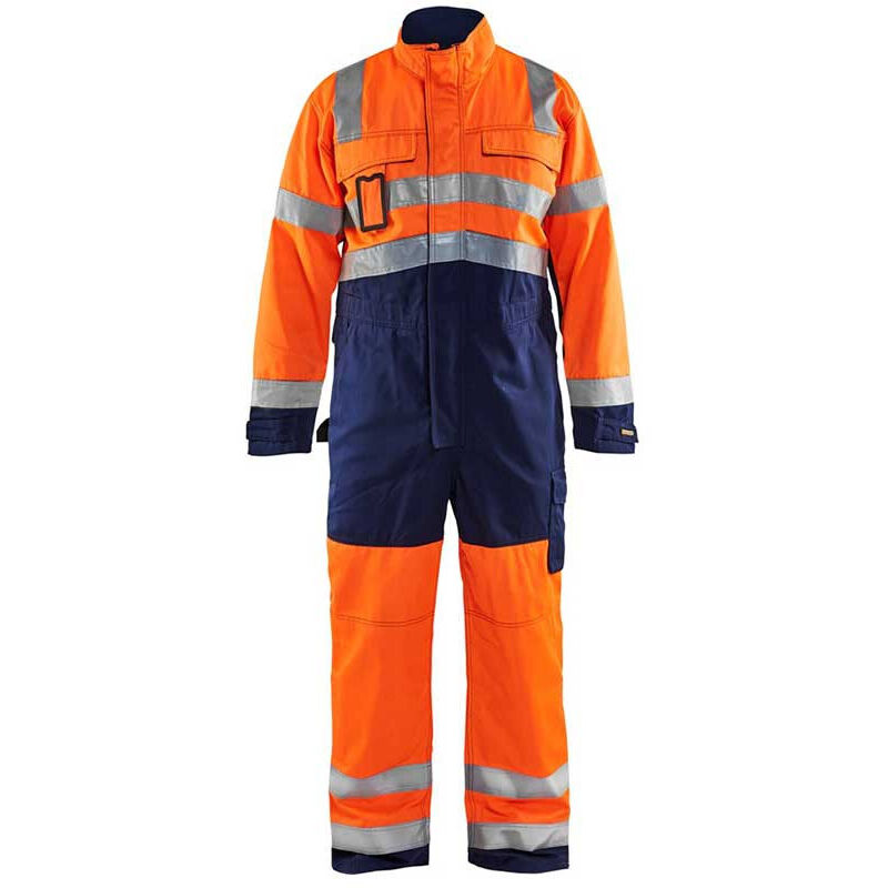 Combinaison de travail manches longues haute visibilité 6373 - Orange fluo/Marine 44