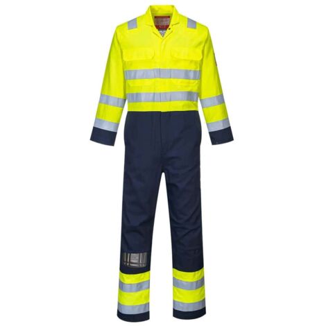 Combinaison Hi-Vis Anti-Statique Bizflame Pro couleur : Jaune/Marine taille XL - PORTWEST