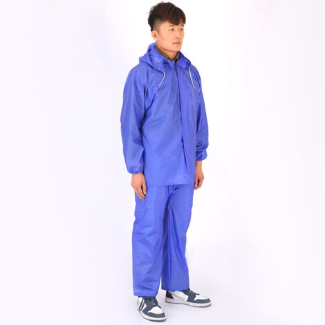Combinaison imperméable avec boutons et poignets réglables - Vêtement de pluie épais Bleu Taille Unique