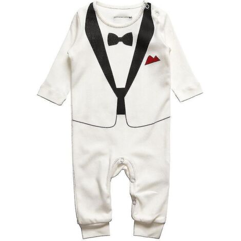 Combinaison-pantalon 3D smoking pour nouveau-né garçon (2-3 ans) - Noir et blanc-2-3 Years