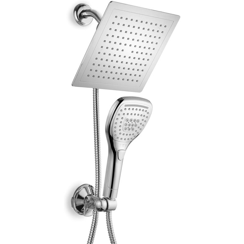 Combinaison pomme de douche à effet pluie/portable de 9' (environ 22,9 cm). Bouton de contrôle du débit à bouton-poussoir pratique pour une