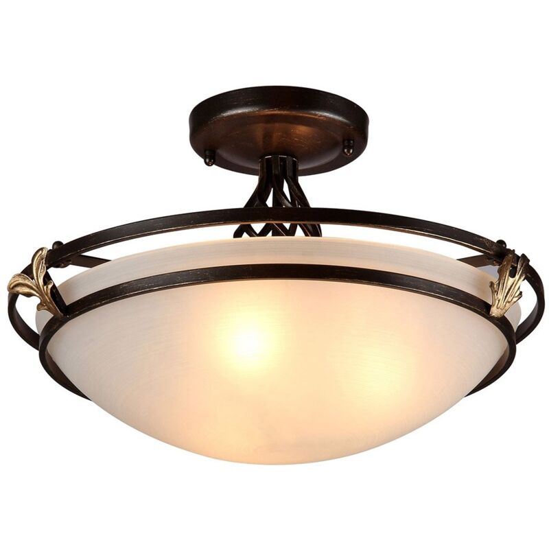Maytoni - Plafoniera Contemporanea Combinare Metallo Bronzo 3 Luci Diffusore In Vetro