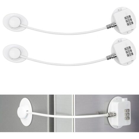 Combination locks for cupboards, wardrobes, refrigerators and freezers, 2 pieces, child safety locks, home security, white, special adhesive, residue-free