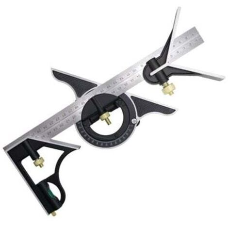 Combination square 300 mm, carpenter's square, angle ruler made of stainless steel, combination square with spirit level and practical wire puller, ideal for carpentry work MUMU