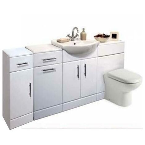 VeeBath Linx 1500mm Bathroom Vanity Unit Cabinet Combination Set with Storage and WC Toilet Unit Pan and Cistern 