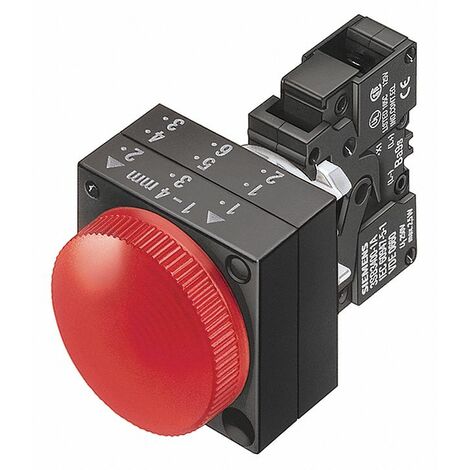 Combinazione Unità Complete Tonde in plastica da 22 mm, spia luminosa con lente liscia illuminata con LED integrato Morsetto a vite AC 110V con supporto rosso