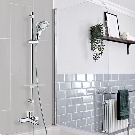 Combiné Colonne bain douche barre et douchette chromé 5 jets robinet mitigeur de baignoire