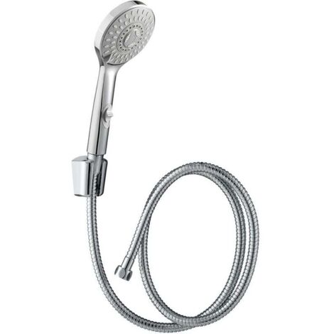 Combiné de douche trio Cindy 5 jets avec stop-jet et flexible en métal 1,50 m, Wirquin 60720870, gris