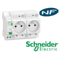 combiné disjoncteur + 2 prises courant Schneider Electric 1P+N 16A courbe C embrochable Resi9 XE