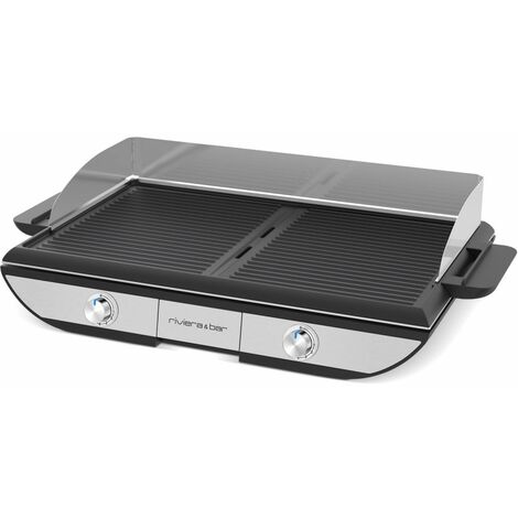Combiné plancha-gril 2300W QPL700 – Surface de cuisson 1500 cm² – Plaques en fonte d'aluminium – Revêtement antiadhésif PFOA free – Riviera & Bar