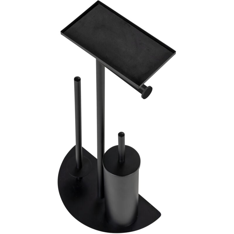 Porte brossee wc Wenko Cosenza Neo noire 4 en 1 avec brosse wc support papier toilette porte-brosse wc design moderne brosse wc remplaçable pour