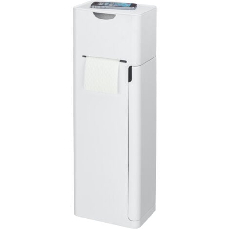 Combiné WC 6 en 1 Imon WENKO, Distributeur et stockage papier, Brosse toilettes, Tiroir, compartiment de rangement et tablette, 20 x 58,5 x 15 cm Blanc