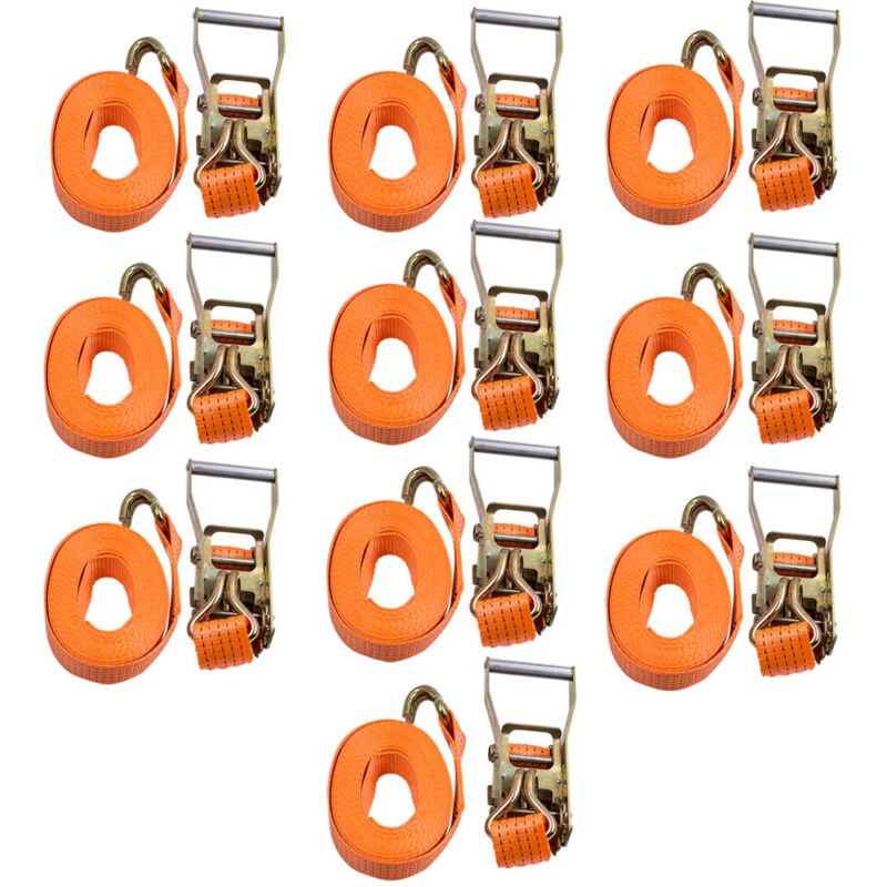 Maxpeedingrods - 5000KG Lot De 10 Sangles Cliquet Sangle De Serrage & Crochets 6m x 50mm