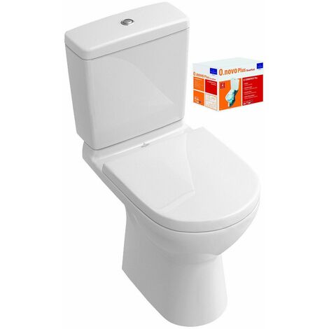 Combipack O.NOVO Plus avec DirectFlush WC à poser en céramique - Sortie horizontale - Couleur : blanc - avec abattant coordonné.