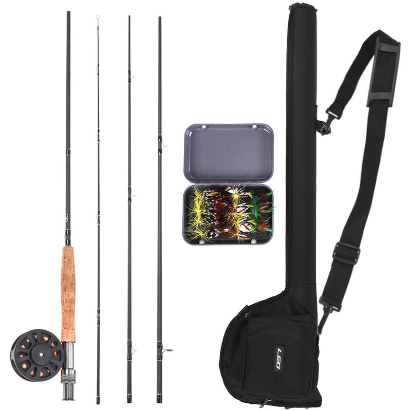 

LEO - Combo de cana y carrete de pesca con mosca de 9 'con bolsa de transporte Paquete de inicio completo para 20 moscas Kit de pesca con