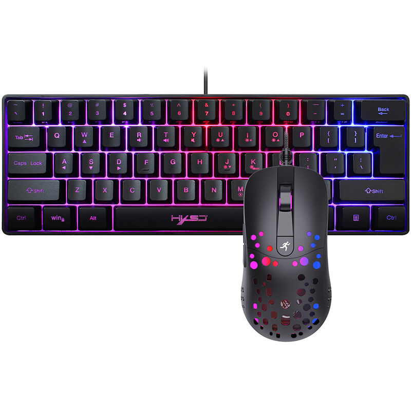 

Combo de teclado y mouse con cable V700 Teclado para juegos RGB de 61 teclas + Juego de mouse para juegos con programacion macro A904 RGB para