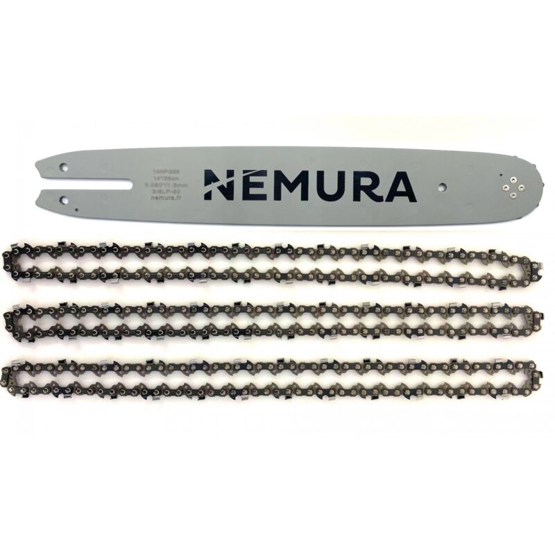 Nemura - Guide Pour Stihl 35cm + 3 Cha&icirc;nes 50 Entraineurs 3/8 lp .043 (1,1mm).