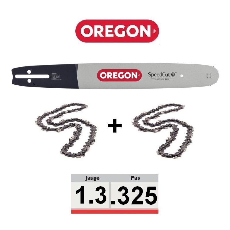 Oregon - Kit de guide et chaînes 1+2 AdvanceCut : 1 guide et 2 chaînes 325', 1.3 mm, 45 cm, nombre de maillons 72