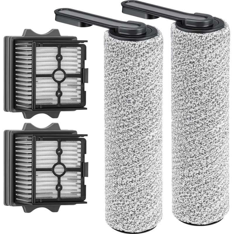 Combo Rouleau de brosse de rechange et filtre hepa compatible avec Tineco Floor One S5 Combo Aspirateur (2 x brosse à rouleau + 2 x filtre