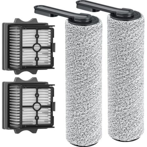 Combo Rouleau de brosse de rechange et filtre HEPA compatible avec Tineco Floor One S5 Combo Aspirateur (2 x brosse à rouleau + 2 x filtre d'aspirateur)