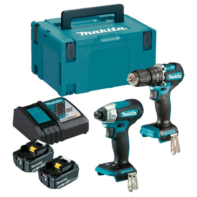 Makita - Combopack 2 outils 18V Li-Ion (2x5,0 Ah) perceuse DHP487 visseuse à chocs DTD157 DLX2414TJ