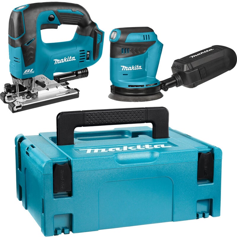 Makita - ensemble de 2 machines 18v lxt - Scie sauteuse DJV182 + Ponceuse excentrique db O180 sans batterie ni chargeur - 1 makpac - DLX2276J