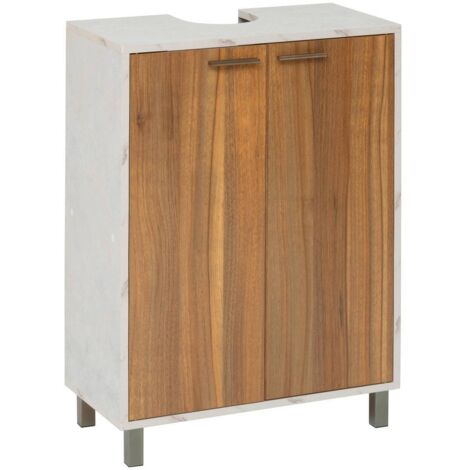 Come mueble bajo de 2 puertas efecto madera y mármol - 5five