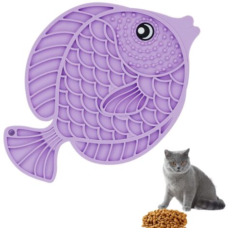 Comedero antiglotón para perros, tapete antilametones con potentes ventosas, comedero de silicona para prevenir asfixia (morado)