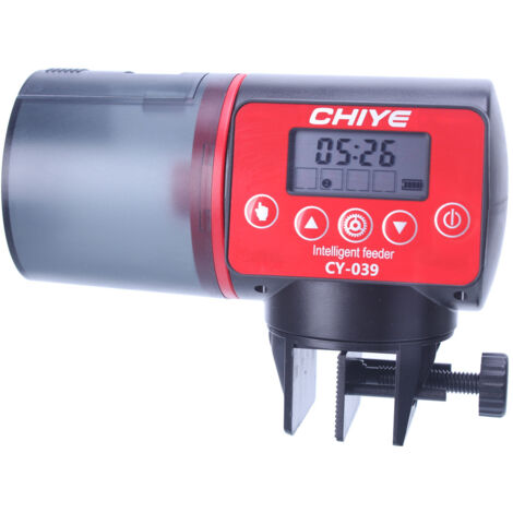 Comedero automático para peces de acuario, dispensador de alimento eléctrico a prueba de humedad para días festivos y fines de semana (rojo)