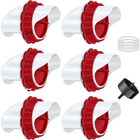 Comedero automático para pollos, kit de 6 puertos para aves de corral por gravedad (para cubos, barriles y tinas)