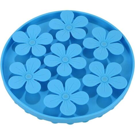 Comedero azul anti-felicidad para perros, comedero lento para mascotas, silicona suave para gatos y perros, con linda forma de flor.