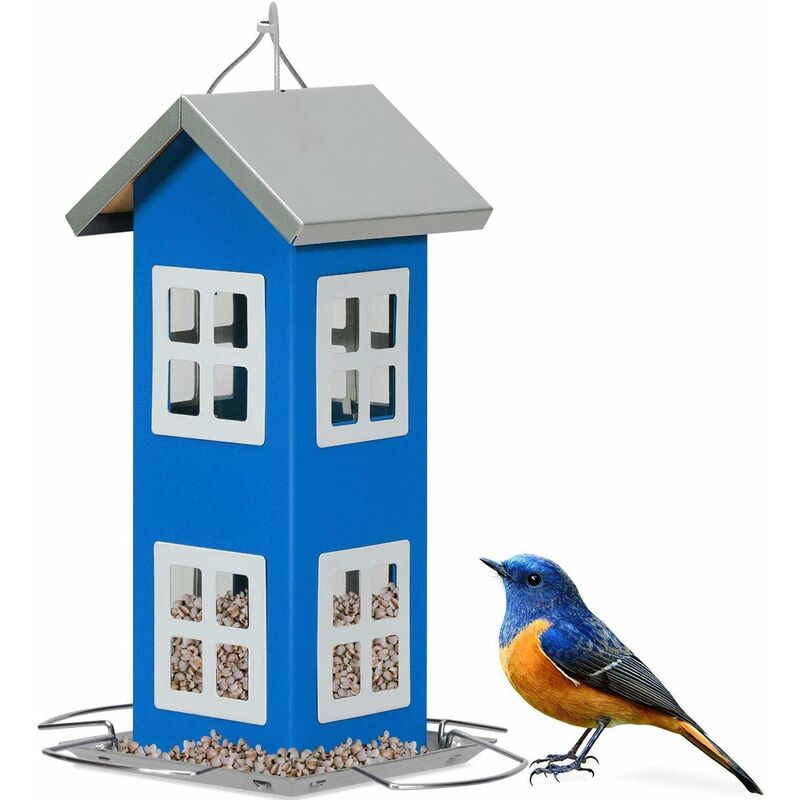 

Comedero Colgante para Aves Alimentador de Pájaros 26x12x12cm para Jardín Patio Alféizar Exterior (Azul)