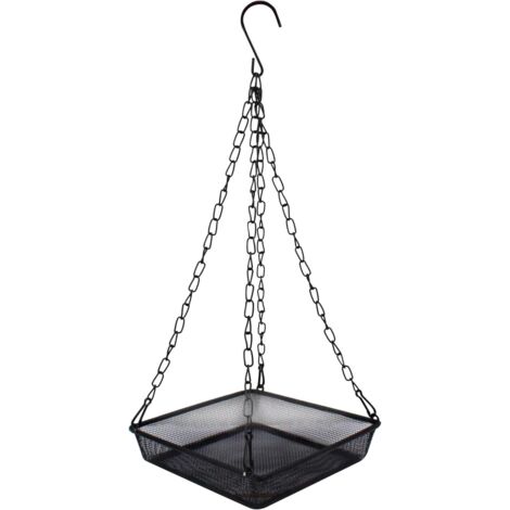 Comedero colgante para pájaros de 17 cm (6,7 pulgadas) con rejilla metálica cuadrada para semillas. Comederos de rejilla metálica duraderos con cadenas para atraer a diversas especies de aves silvestr
