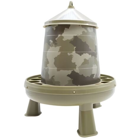 Comedero con Patas para Gallinas y Otras Aves – Capacidad de 4 kg – Tolva en Colores Tipo Camuflaje – Alimento Siempre Limpio
