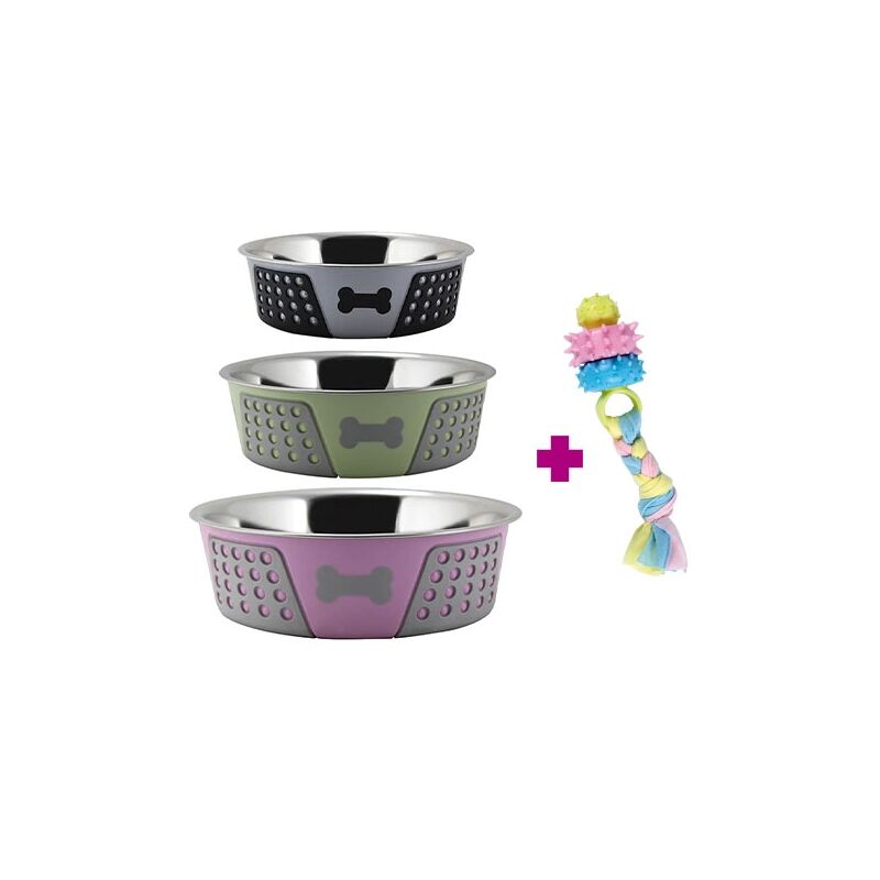

Comedero acero inox. Hermosa COMEDERO ROSA 850 ML.