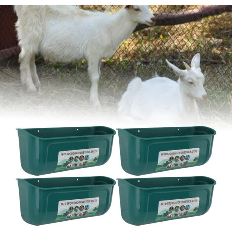 Comedero para aves de corral y animales pequeños con clips y herrajes de montaje (4 piezas, verde, PP) – Bebedero y comedero multifuncional para pollos, patos, gansos, cabras y ovejas.