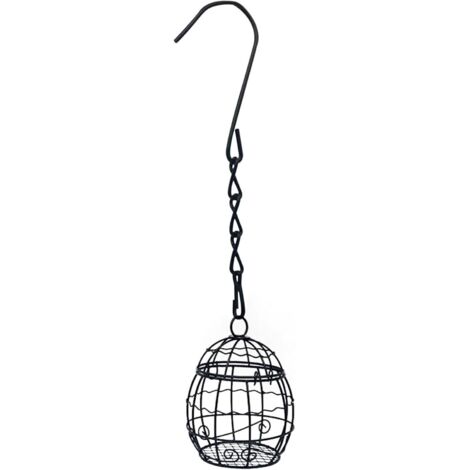 Comedero para bolas de sebo de 7 cm, comedero colgante de metal para exteriores, mini comedero para exteriores, comedero de hierro para bolas de sebo con ganchos para jardín, patio, decoración de pati