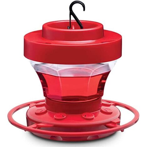 Comedero para colibríes con 8 orificios de alimentación, 3,9 x 3,9 x 3,5 pulgadas, con ganchos extraíbles, adecuado para colgar en jardines, granjas y decoraciones exteriores, rojo.