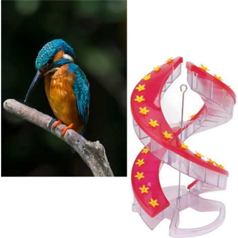 Comedero para colibríes de plástico transparente con diseño de doble hélice y fácil llenado para el jardín. [Comedero para colibríes] + [Plástico transparente] + [Diseño de doble hélice] + [Fácil llen