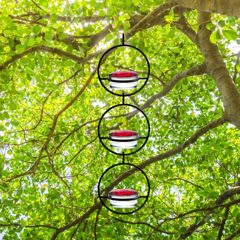 Comedero para pájaros • Comedero redondo colgante para colibríes • Plástico rojo • Fácil de usar y limpiar • Juego de 3 piezas